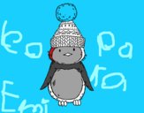 Pingüino con gorro de invierno