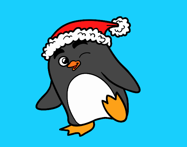 Pingüino con gorro de Navidad