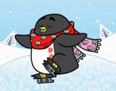 Pingüino patinando sobre hielo