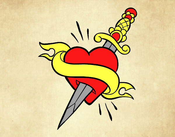 Tatuaje de corazón y puñal