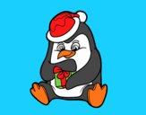 Un pingüino con regalo de Navidad