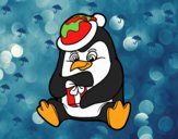 Un pingüino con regalo de Navidad