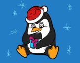 Un pingüino con regalo de Navidad