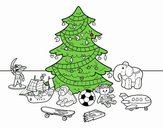 Árbol de Navidad y juguetes