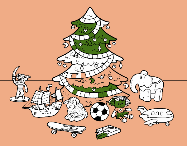 Árbol de Navidad y juguetes