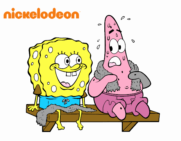 Bob Esponja y Patricio en bañador