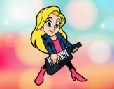 Chica tocando el keytar