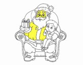 Papá Noel y niño en Navidad