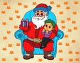 Papá Noel y niño en Navidad