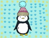 Pingüino con gorro de invierno