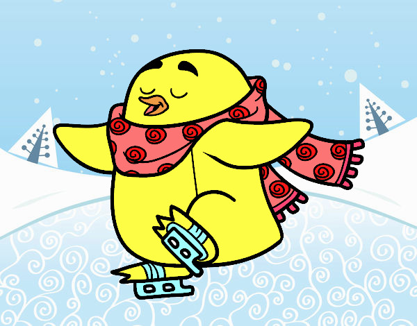 Pingüino patinando sobre hielo