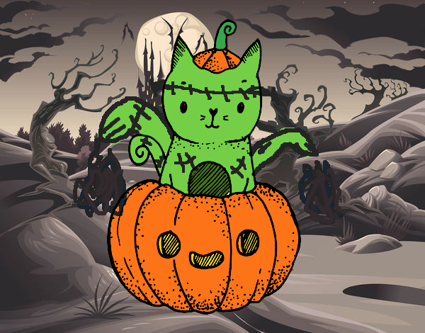 Un gatito de Halloween