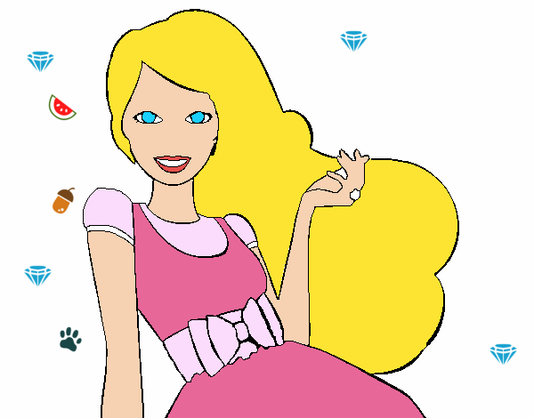 Barbie con su vestido con lazo