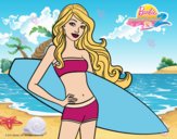 Barbie con tabla de surf