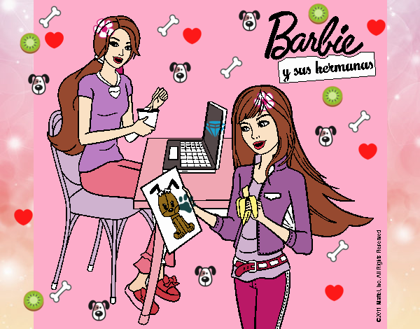 Barbie y su hermana merendando