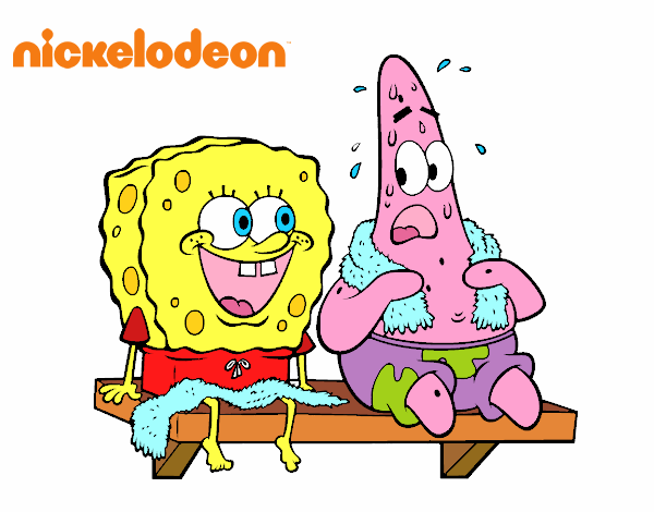 Bob Esponja y Patricio en bañador