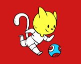 Gato jugando a fútbol