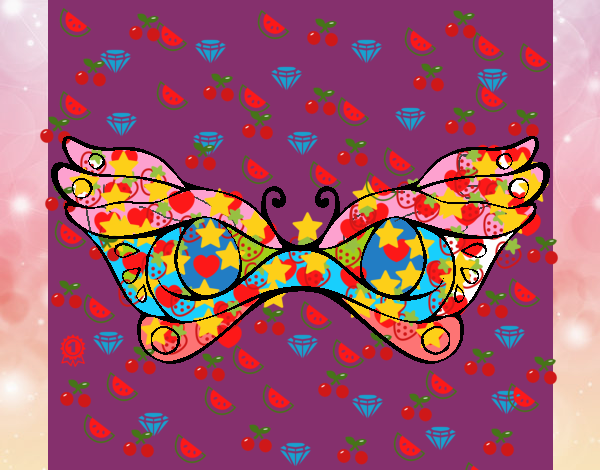 mariposa antifaz colorida y estiques