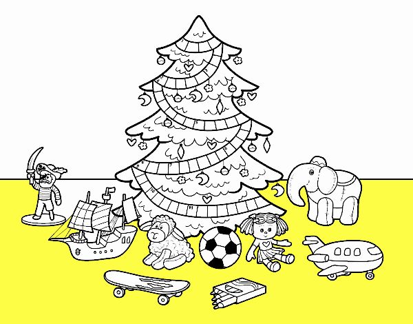 Árbol de Navidad y juguetes