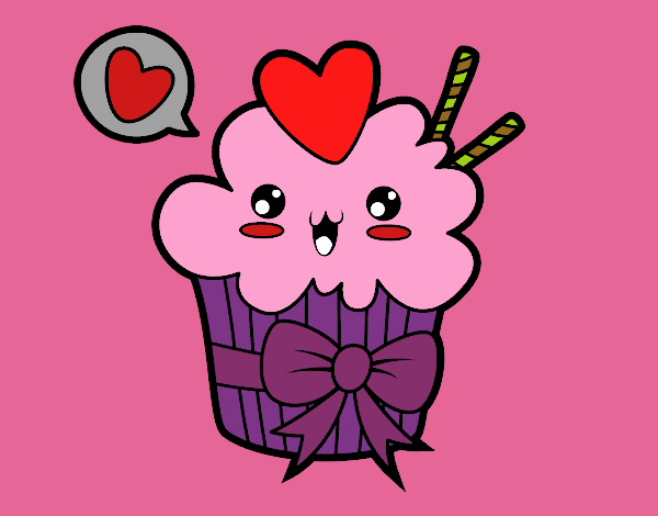 Cupcake kawaii con lazo