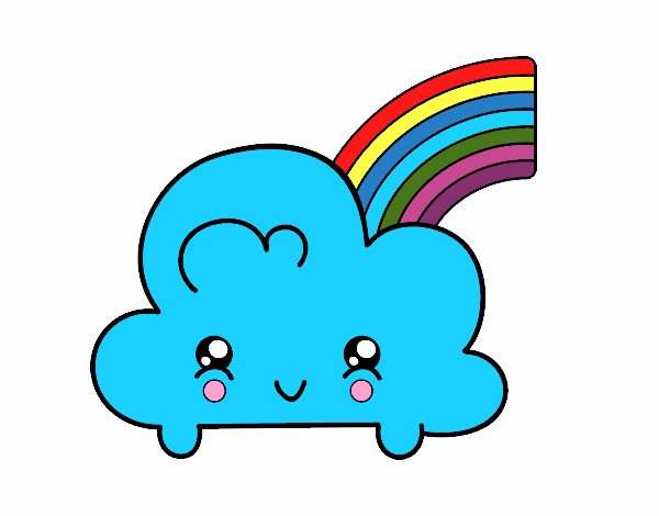 Nube con arco iris kawaii