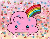 Nube con arco iris kawaii