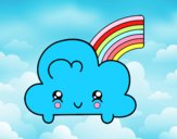 Nube con arco iris kawaii