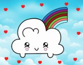 Nube con arco iris kawaii