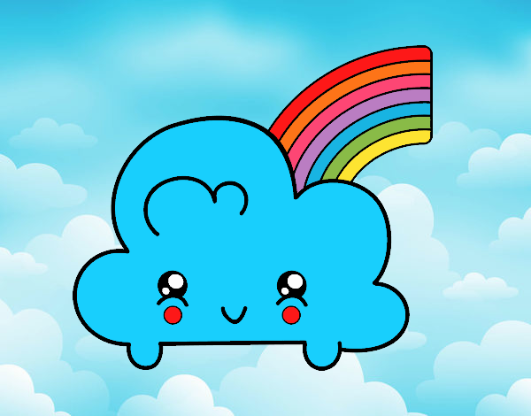 Nube con arco iris kawaii