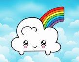 Nube con arco iris kawaii