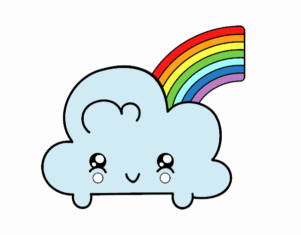 Nube con arco iris kawaii