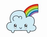 Nube con arco iris kawaii