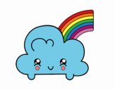 Nube con arco iris kawaii