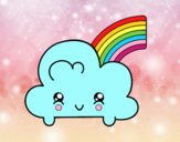 Nube con arco iris kawaii