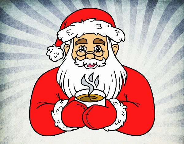 Papá Noel con taza de café