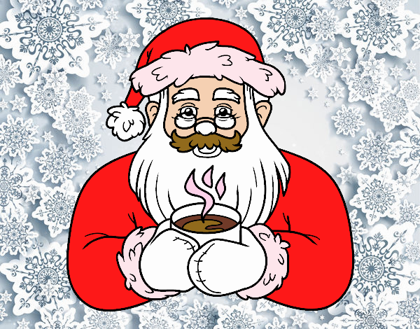 Papá Noel con taza de café