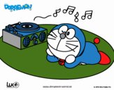 Doraemon escuchando música