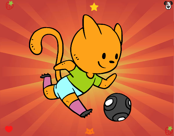 Gato jugando a fútbol