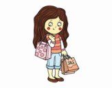 Niña con compras de verano