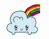 Nube con arco iris kawaii