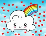 Nube con arco iris kawaii