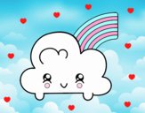 Nube con arco iris kawaii