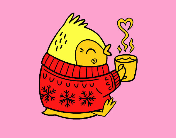 Pajarito tomando un té