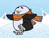 Pingüino patinando sobre hielo