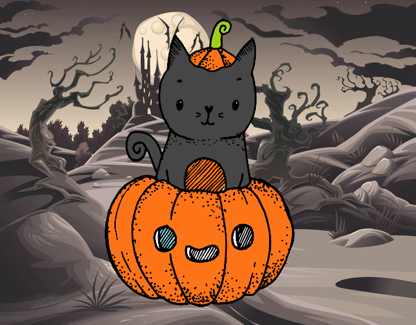 Un gatito de Halloween