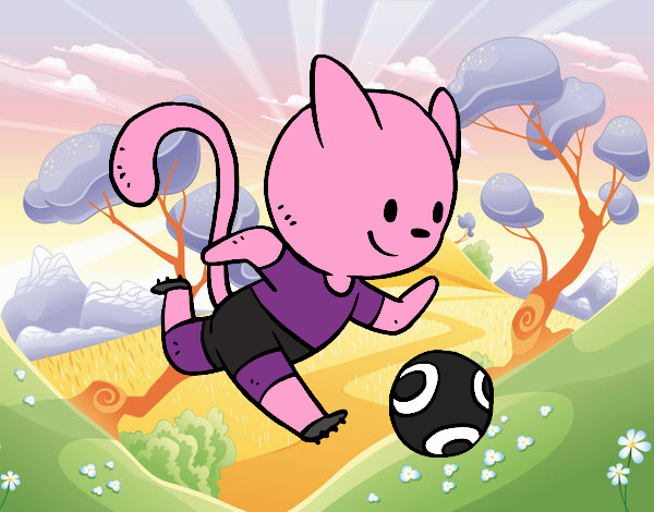 Gato jugando a fútbol