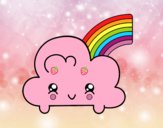 Nube con arco iris kawaii