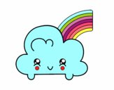 Nube con arco iris kawaii