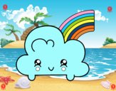 Nube con arco iris kawaii