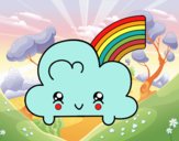 Nube con arco iris kawaii